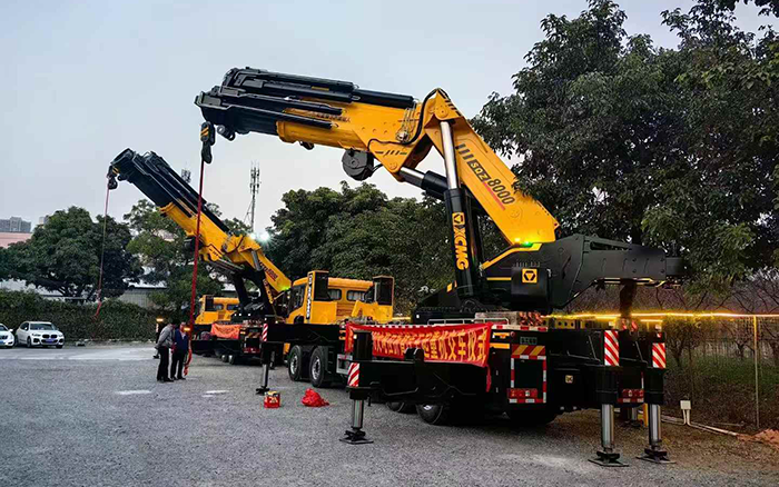 5845cc威尼斯折叠臂起重机批量交付东南助力桥梁建设